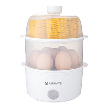 艾美特 煮蛋器CR0201 白色 一键快蒸煮 立体环绕加热 可视上盖设计 防干烧自动断电 200W