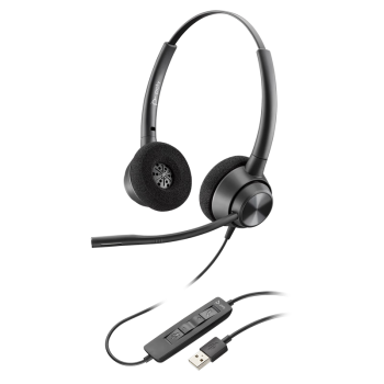 缤特力（Plantronics）Poly EncorePro 320 双耳头戴式电脑办公耳机 话务客服降噪耳麦USB直连电脑带线控