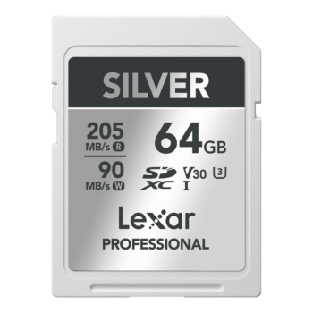 雷克沙（Lexar）64GB SD存储卡 U3 V30 数码微单单反相机SD卡 读205MB/s 写90MB/s  畅拍4K SILVER系列 SD银卡