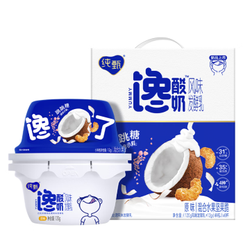 蒙牛纯甄馋酸奶混合优脆乳扁桃仁口味风味发酵乳（150g+12g）×6杯 