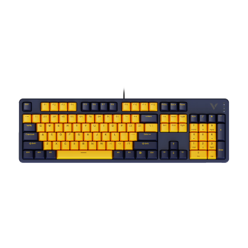 雷柏（Rapoo） V500PRO黄蓝升级款 104键有线背光机械键盘 PBT双色键帽电脑办公游戏全键无冲可编程键盘 茶轴