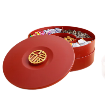 彩致（CAIZHI）喜庆果盘新年干果盘零食盘客厅坚果糖果摆放收纳盒 双层CZ6866