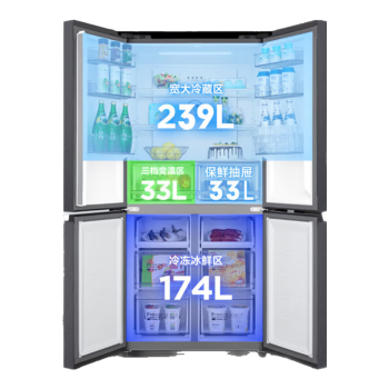 华凌479升一级能效双变频十字双开四开多门家用电冰箱超薄风冷无霜BCD-479WSPZH大容量冰箱