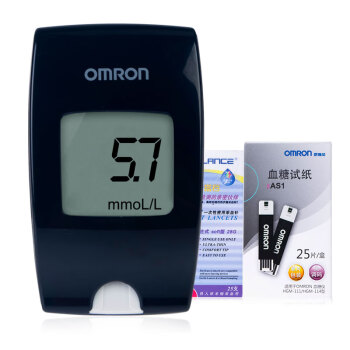欧姆龙 血糖仪HGM-114 家用智能免调码血糖测量仪 （含25片试纸+25针头+25消毒棉片）