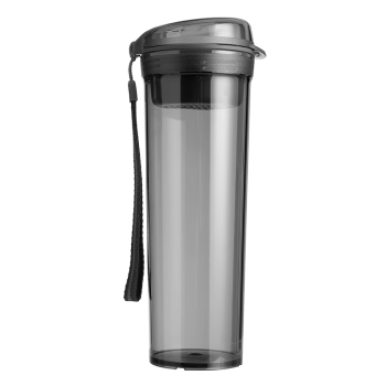 特百惠（Tupperware）晶彩MAX塑料杯 男女学生夏季大容量运动水杯子带滤格 酷炫黑600ML