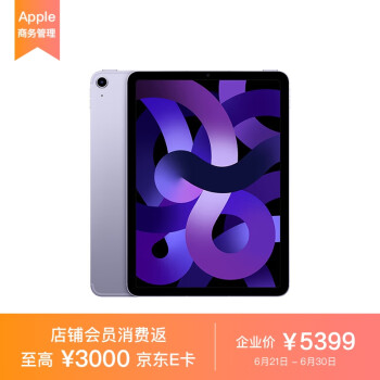 Apple iPad Air 10.9英寸平板电脑 2022年款（64G WLAN+Cellular版/M1芯片 MMEF3CH/A）紫色*企业专享