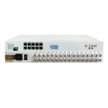 博扬 多业务PDH光端机 16E1+8路百兆物理隔离网 单纤40KM SFP(LC) 双电源 1对价 BY-16E1-8EV-40KM