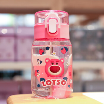 迪士尼（DISNEY）儿童水杯子塑料Tritan喝水壶女小学生宝宝便携直饮草莓熊400ml