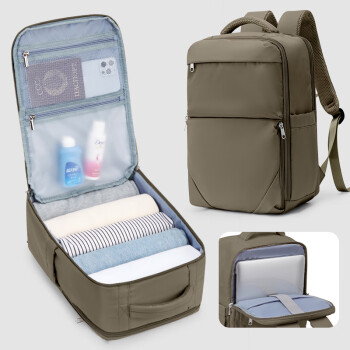Landcase旅行背包女双肩包大容量出差行李袋书包学生轻便电脑包男3714深棕