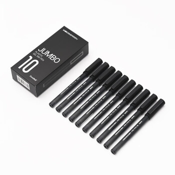 KACO大容量0.5mm黑色中性笔半针管头商务办公签字笔学生刷题考试用速干水笔10支/盒珍宝K6