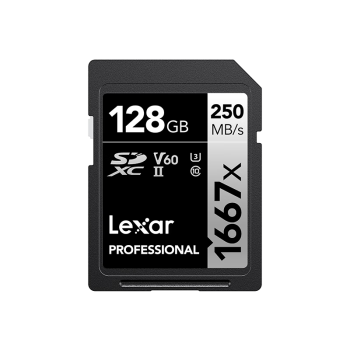 雷克沙（Lexar）128GB SD存储卡 U3 V60 4K数码相机内存卡 读250MB/s 写120MB/s 双排金手指（1667x Pro）