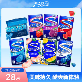 炫迈（Stride）无糖口香糖片装 休闲零食糖果美味持久 炫动薄荷味28片50.4g