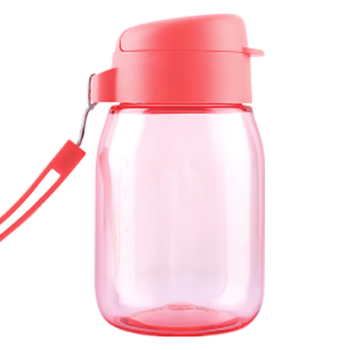 特百惠（Tupperware）嘟嘟企鹅塑料杯 儿童水杯子学生夏季可爱便携带拎绳 西瓜红350ML