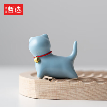 哲选（zhexuan） 茶宠摆件 陶瓷萌猫动物摆件-蓝色