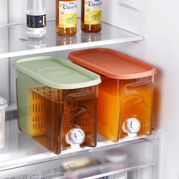华奢福冰箱大容量冷水壶日式凉水壶耐高温塑料储水柠檬凉茶壶绿色无滤芯