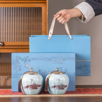 松韵清陶瓷茶叶罐包装盒空盒红茶瓷罐碧螺春茶罐绿茶陶瓷罐礼盒