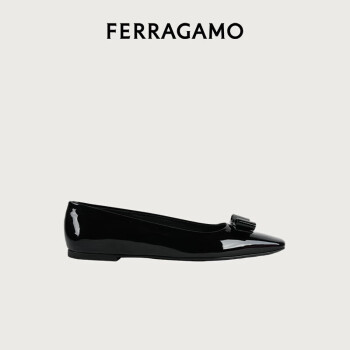 菲拉格慕（Ferragamo）女黑色平底鞋 0763716_1D _ 65 /37码礼物送女友
