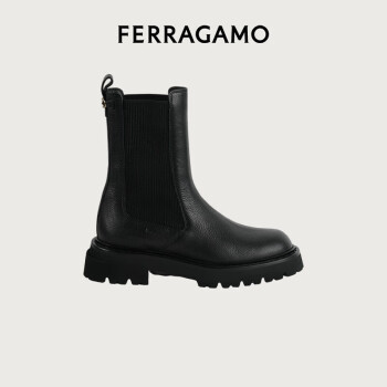 菲拉格慕（Ferragamo）女士黑色Gancini双扣切尔西短靴 0757878_1C _ 55