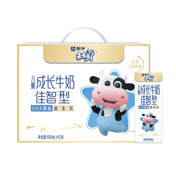 蒙牛未来星双原生DHA儿童纯牛奶190ml×12盒/箱 高钙牛奶