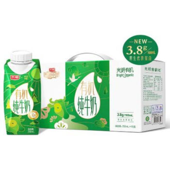 光明 有机纯牛奶3.8g乳蛋白梦幻盖250mL*10盒