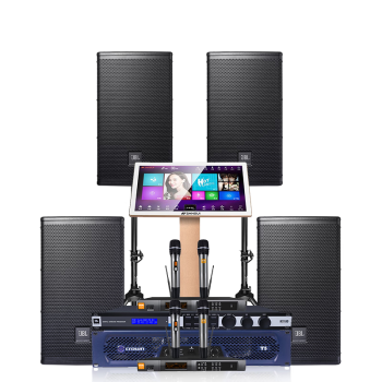 JBL MTS12*4专业ktv音响套装影院卡拉OK客厅大功率音箱K歌皇冠功放带麦克风+两对话筒【点歌版】