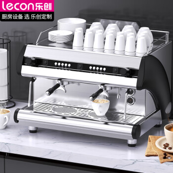 乐创（lecon）咖啡机商用意式半自动咖啡机专业现磨泵压萃取蒸汽打奶泡双头MY-2