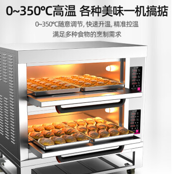 李绅烤箱商用电烤箱大型商用燃气烤箱大容量双层烤箱 二层二盘电脑款380V 