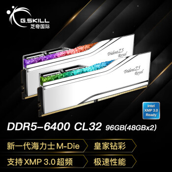 G.SKILL芝奇（G.SKILL）96GB(48Gx2)套装 DDR5 6400频率 台式机内存条-皇家戟RGB灯条/C32