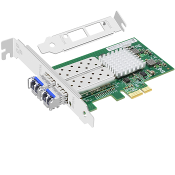 EB-LINK intel 82576芯片PCI-E X1千兆双口单模光纤网卡含光模块1.25G桌面台式机SFP服务器网络适配器