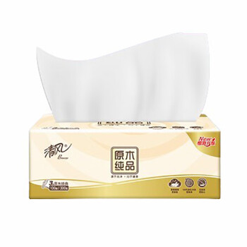 清风抽纸大包家用餐巾纸整箱清风原木100抽单包（190*120mm）