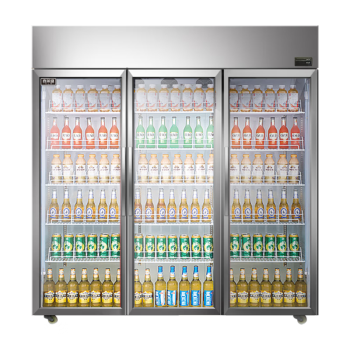 喜莱盛展示柜冷藏保鲜柜大容量商用冷柜玻璃门超市便利店冰箱啤酒饮料柜不锈钢风冷XLS-B1200F