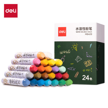 得力（deli）文化用品 白板配件 水溶性粉笔Φ9.5mm*79mm(24支/盒) 彩色 MB409