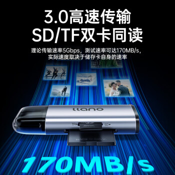 绿巨能（llano）USB3.0高速读卡器 多功能SD/TF读卡器多合一 支持手机单反相机行车记录仪监控存储内存卡