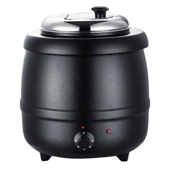 菲迪斯 自助餐电子暖汤煲电加热保温锅304不锈钢汤桶炉10升黑汤煲小口盖