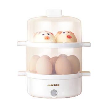 奥克斯（AUX）煮蛋器 家用迷你智能蒸蛋器 自动断电 精准控温 多功能煮蛋机 HX-200B 米白色 双层不带碗
