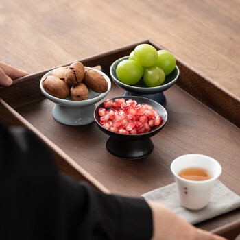 致年华（zhinianhua） 茶点盘 陶瓷高脚水果盘茶食盘干果碟 迷你点心盘小吃碟2个装 DE