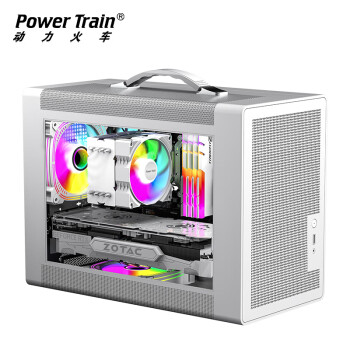 动力火车（PowerTrain）未知玩家P60白色ITX机箱台式电脑MATX桌面便携式手提侧透玻璃主机外壳小巧 支持显卡长度350MM