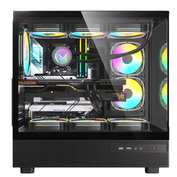 FPMAX时空Crystal Z8海景房机箱ATX主板游戏电脑台式机支持快拆270°海景房360水冷 黑色