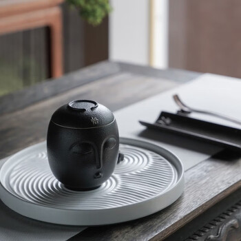 万仟堂（Edenus） 陶瓷茶杯创意水杯粗陶茶具艺术品两用 黑白两款 悟 黑铁釉