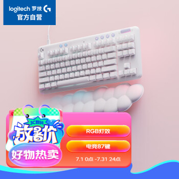 罗技（G）G713极光有线机械键盘 游戏电竞 87键 电脑笔记本女生RGB灯效 GX机械轴 Linear（类红轴）