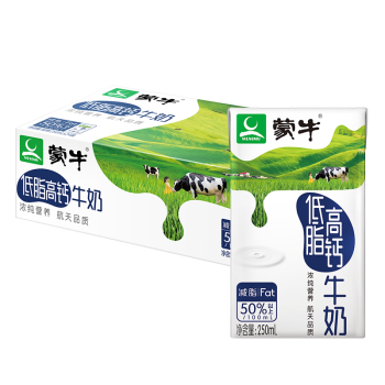 蒙牛低脂高钙牛奶250ml*24盒 每100ml含125mg钙 健身伴侣（礼盒装）