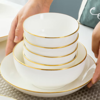PYTHONIC  瓷饭碗小碗家用金边陶瓷碗米饭碗  金边5英寸饭碗 PY005