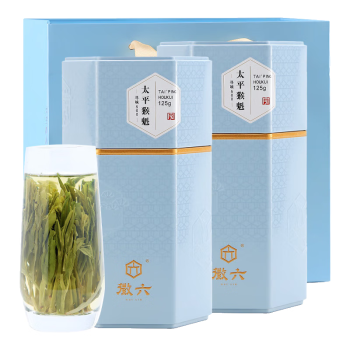 徽六绿茶寻味500太平猴魁250g 2024新茶特级雨前罐装茶叶礼盒手工捏尖