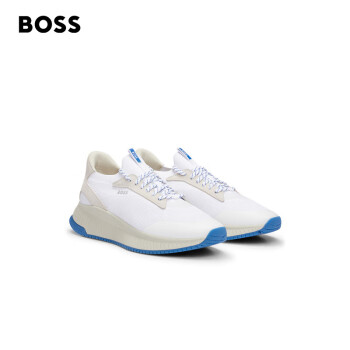 BOSS【礼物】男士针织鞋面和鱼骨鞋底套袜运动鞋 104-白色 40 