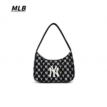 MLB韩国代购流行腋下包精美 单肩包NY 字母印花 手拎时尚包 老款黑色