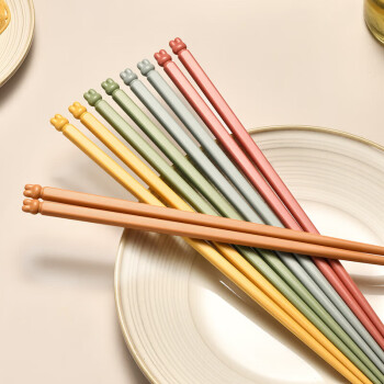 康巴赫（KBH）吉兔五色分食合金筷（5双装）个人专用筷家用 KH-JKJT01