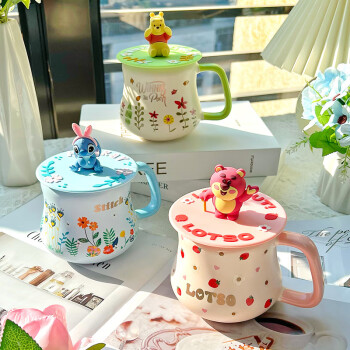 迪士尼（disney）草莓熊杯子陶瓷小蛮腰马克杯女生高颜值儿童水杯家用咖啡杯