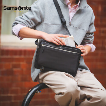 Samsonite/新秀丽斜挎包商务时尚公文包手提包多功能电脑包 QK2*09003 黑色