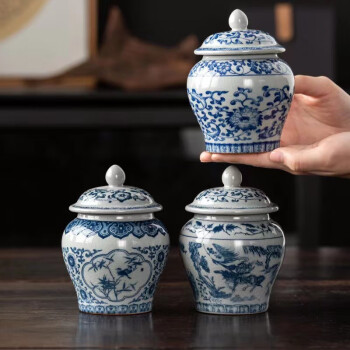 致年华（zhinianhua） 茶叶罐 复古陶瓷罐茶叶收纳罐 防潮储茶罐密封罐 2个起购 DE