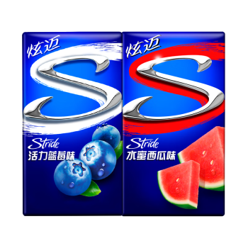 炫迈无糖口香糖 糖果零食 西瓜蓝莓2盒片装 清新口气（28片*2）100.8g